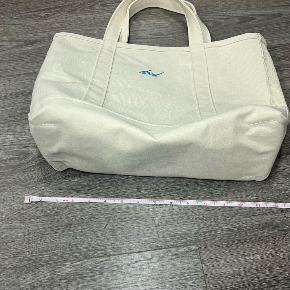 L.L. Bean boat and Tote with Blue Detail "dnd" cursive Medium Regular Handle - Picture 8 of 10